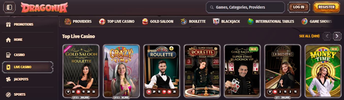 Gioca roulette dal vivo con croupier reali Dragonia